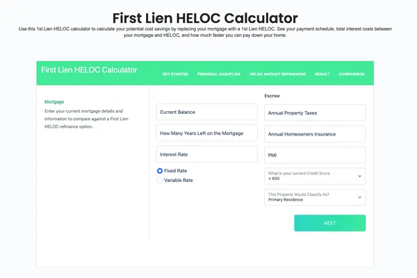 First Lien HELOC Calculator Interface