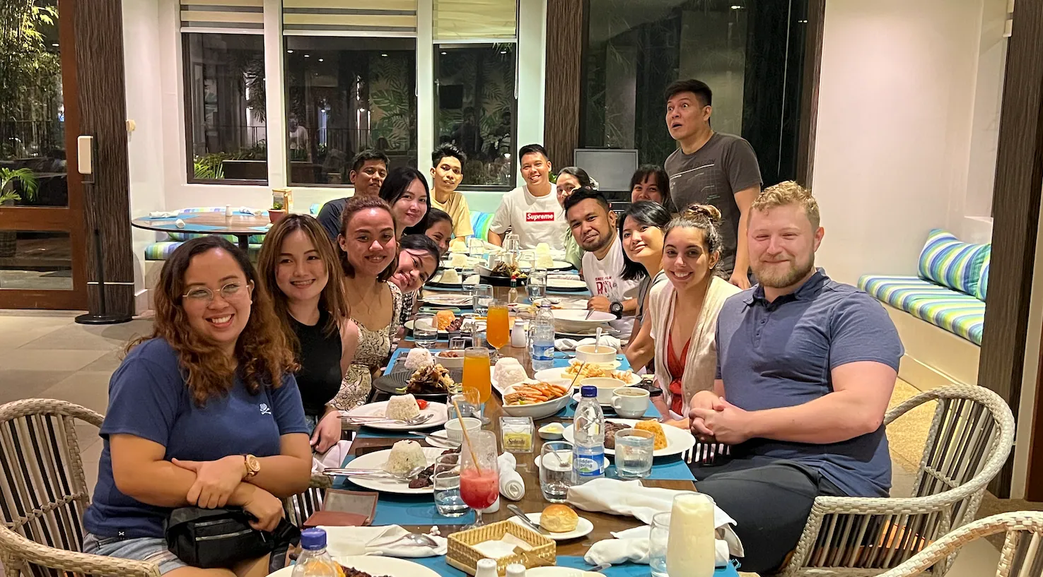 The team at dinner during the Coron retreat