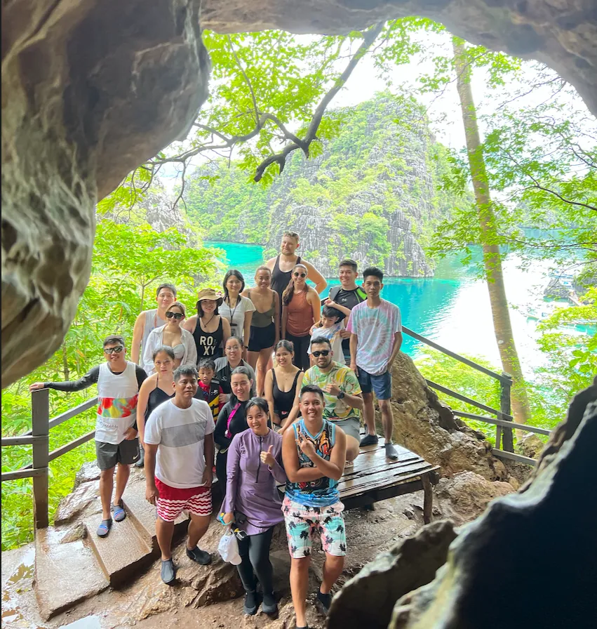 The team posing outdoors in Coron